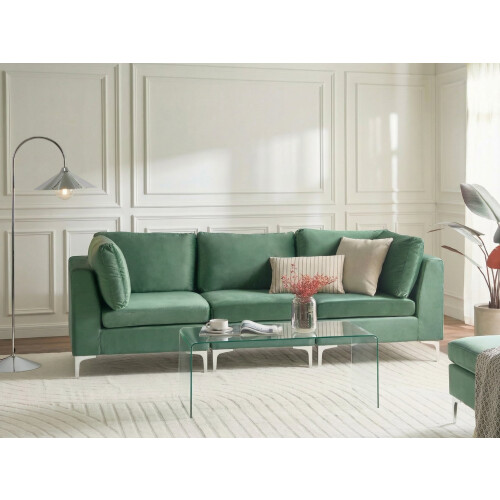 Beliani Modular Sofa 3 Seater EVJA Velvet Green 1