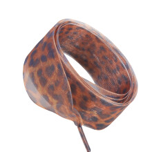 Leopard Print Shoelace Wide Flat Sheer Yarn-brown 120cm