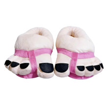 Cartoon Plush Fuzzy Slippers Friendly Safe Home-rose red