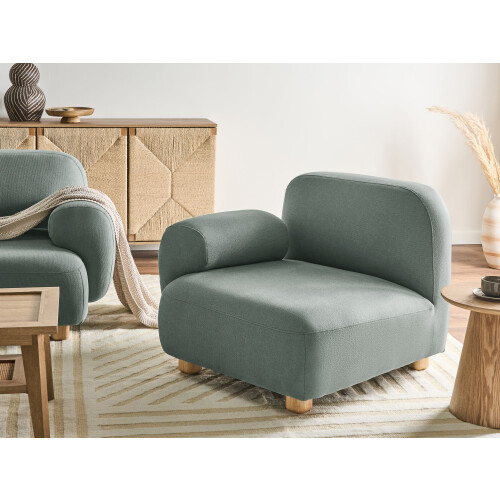 Beliani AMLI Corner Seat Right Hand Light Green Fabric 1