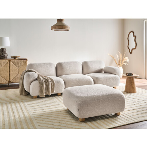 Beliani Modular Sofa 3 Seater AMLI Boucle Off-White with Ottoman 1