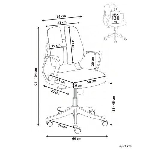 Beliani Office Chair ORIVO Light Grey 2