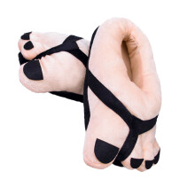 Cartoon pluche grote teen Fuzzy pantoffels-vergroot zwart