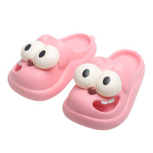 Fun Big Eye Shower Shoe PVC Anti Slip Shower Slippers-Pink L
