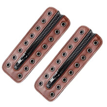 Shoe Lace Zippered Inserts PU Leather Zippered Shoelace-brown