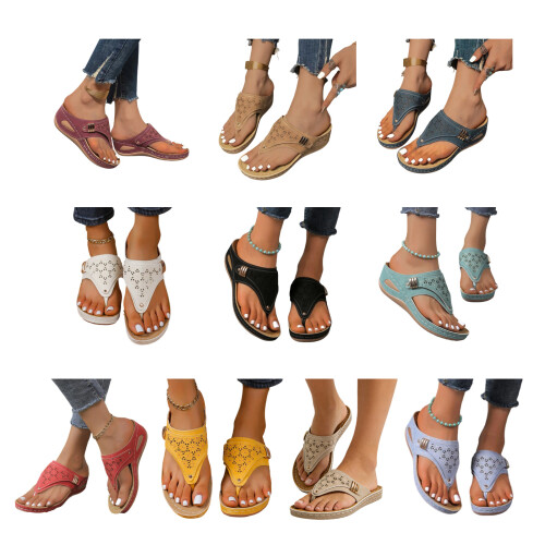 Modieuze wedge-platform-slippers voor dames met ademend-Wit 43 1