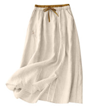 Womens Stretchy Elastic Waist Skirt Soft Cotton Linen Blend-w M