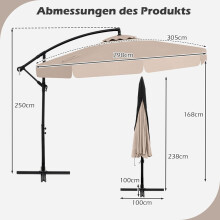 Zahradní slunečník s odsazeným povrchem 305 cm s krytem a klikou