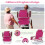 Opklapbare strandstoelset, verstelbare rugleuning, roze 3