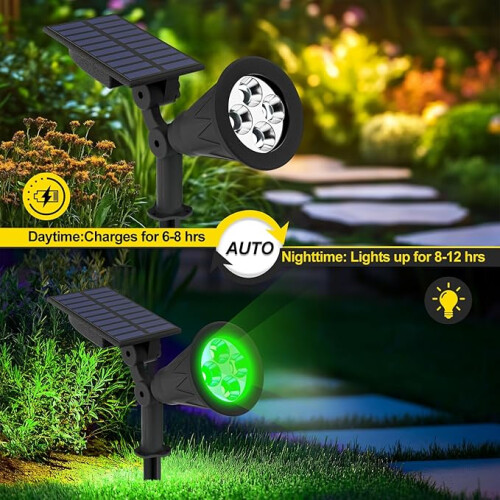 Solar Spot Light Outdoor Lighting 180 Angle Adjustable Waterproof Green 2