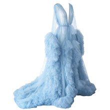 Elegant Maternity Photo Shoot Dress Breathable &-Sky Blue US 14