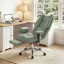 HOMCOM Executive Office Chair, Reclining Desk Chair with Footrest, Green