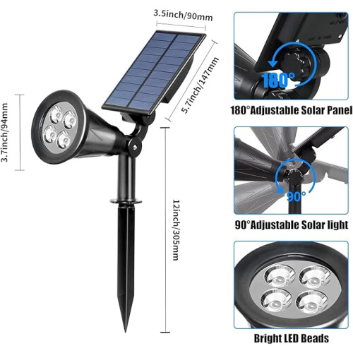 2PCS Solar Lights Solar Powered Solar Powered Solar Powered Waterproof White 1