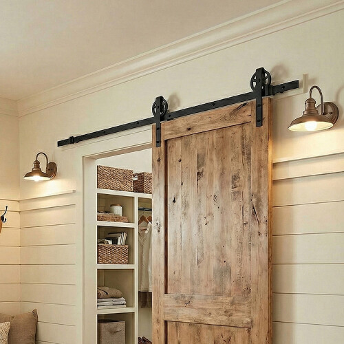 Living And Home 6.6ft Sliding Barn Door Hardware Kit Track System Kit