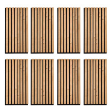 8-Pack Acoustic Wood Slat Wall Panels for Interior Decor, Light Brown