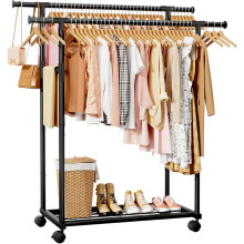 Clothes Rail Double Rod Clothes Rack & Fixed Extension Rod Display Satorage
