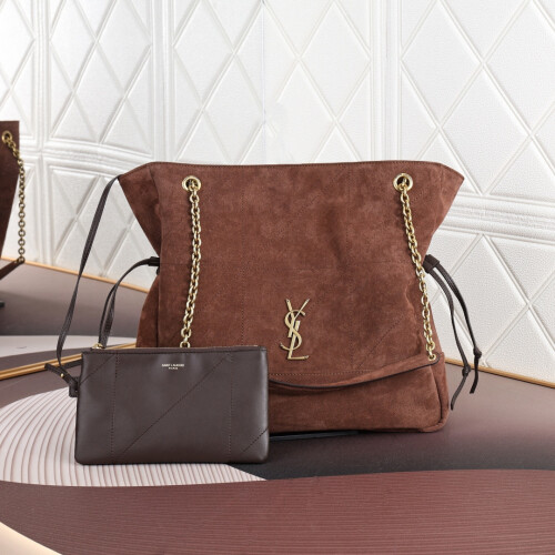 YSL Suede Tote Adjustable Drawstring 35cm