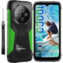 (Green) Blackview Fort 1 Rugged Phone Android 15,10000mAh Battery 12GB 128GB, Gemini AI 6.56 Inch 90Hz, Black/Orange/Green