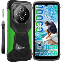 (Green) Blackview Fort 1 Rugged Phone Android 15, 18GB 256GB 10000mAh Battery Rugged Smartphone Unlocked, 6.56 Inch 90Hz, Black/Green/Orange
