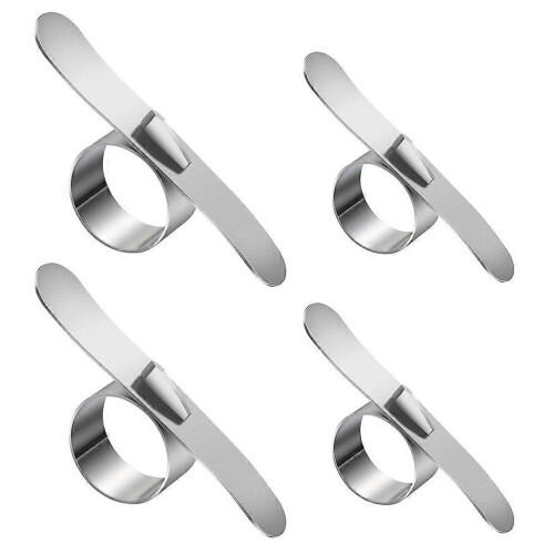 Sett med 4 appelsinskrellere i rustfritt stål, ergonomiske ringfruktskrellere (sølv)_M