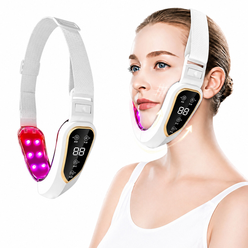 Photos - Massager V-Face Lifting Face  with 12 Adjustable Levels - Micro Vibration & LED Light Therapy White BM-ADZN01-12D