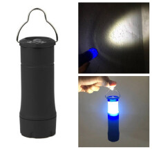 LED Flashlight Camping Lamp Handy Aluminum Ultra Bright Telescopic Torch with Clip(Black)