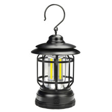 Portable Retro Hanging Lamp Lantern Camping Tent Light,USB Charging(Black)