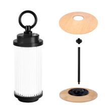Outdoor lighting with ultra-long battery life, portable tent light, rubberwood color.