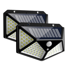 2 PCS 100 LEDs Outdoor Patio Solar Induction Wall Light Adjustable Balcony Garden Lighting Small Street Light