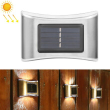 6 LED Solar Outdoor Garden Stainless Steel Wall Lamp(White Light)
