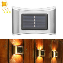 6 LED Solar-Powered Stainless Steel Wall Lights for Courtyards (Warm Light)