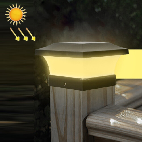 Solar LED Waterproof Outdoor Column Light Courtyard Lighting Lamp(Warm Light)