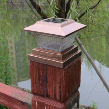 Solarbetriebene Außenmastleuchte, wasserdichte Hofzaunleuchte, Solarstraßenleuchte (goldene Bronze, weißes Licht)