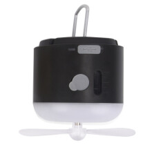 Outdoor camping tent hanging ambient light with magnetic mist humidifier fan (obsidian black)