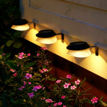 No-drill UFO solar-powered outdoor courtyard garden decorative fence wall light (black shell, warm light)
