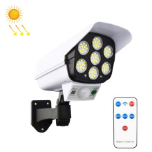 Solar Sensor LED Wall Light Simulation Surveillance Camera Glare Anti-Thief Street Lamp, Remote Control (77LED)