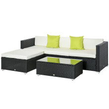 4-seater rattan sofa set with cushions and pillows