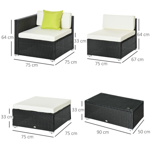 4-seater rattan sofa set with cushions and pillows 2