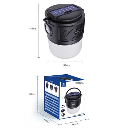 DV-V12 Outdoor Solar Camping Light with FM Card Insert Bluetooth Speaker (Blue) 2
