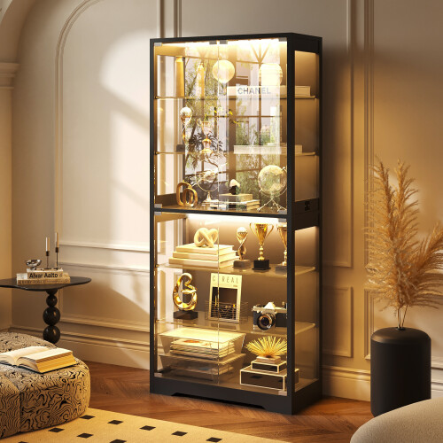 BROTTAR 71" Display Case  Adjustable Glass Shelves