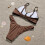 Women's Ribbed High Cut Set Bow String 2 Piece Swimsuit-Blue M 2