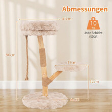 Krabpaal met 3 pluche plateaus, jute palen, 90 cm, beige