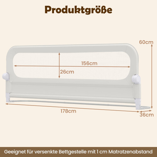 Sponda di protezione pieghevole per lettino per bambini con rivestimento sfoderabile, 178 cm 1