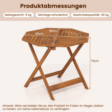 Achthoekige houten tuintafel met parasolgat, 90x90 cm
