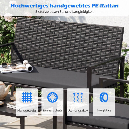 4-delige rotan tuinset met kussens 2