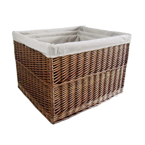 (With Lining) Set of 3 Somerset Rectangular Wicker Log Basket