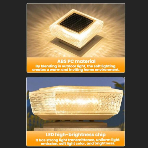 Waterproof Solar LED Pole Light for Outdoor Courtyard Lighting (Grid Type, White Light) 2