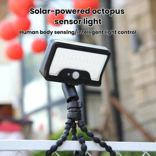 Octopus Style Solar Motion Sensor Waterproof Light Outdoor Smart Courtyard Light,White Light Black 1