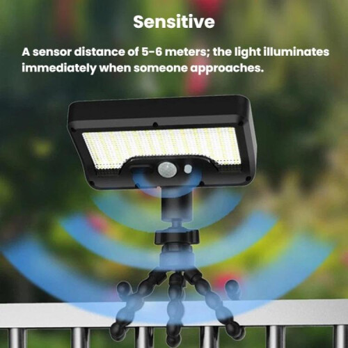 Octopus Style Solar Motion Sensor Waterproof Light Outdoor Smart Courtyard Light,White Light Black 2
