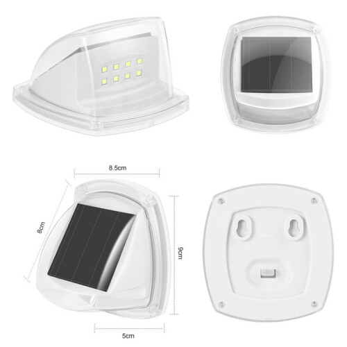 8 LED Outdoor Solar Courtyard Waterproof Wall Light(White Light) 2